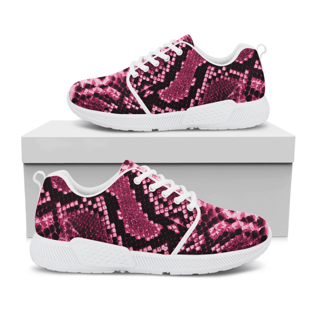 Pink Python Snakeskin Print White Athletic Shoes