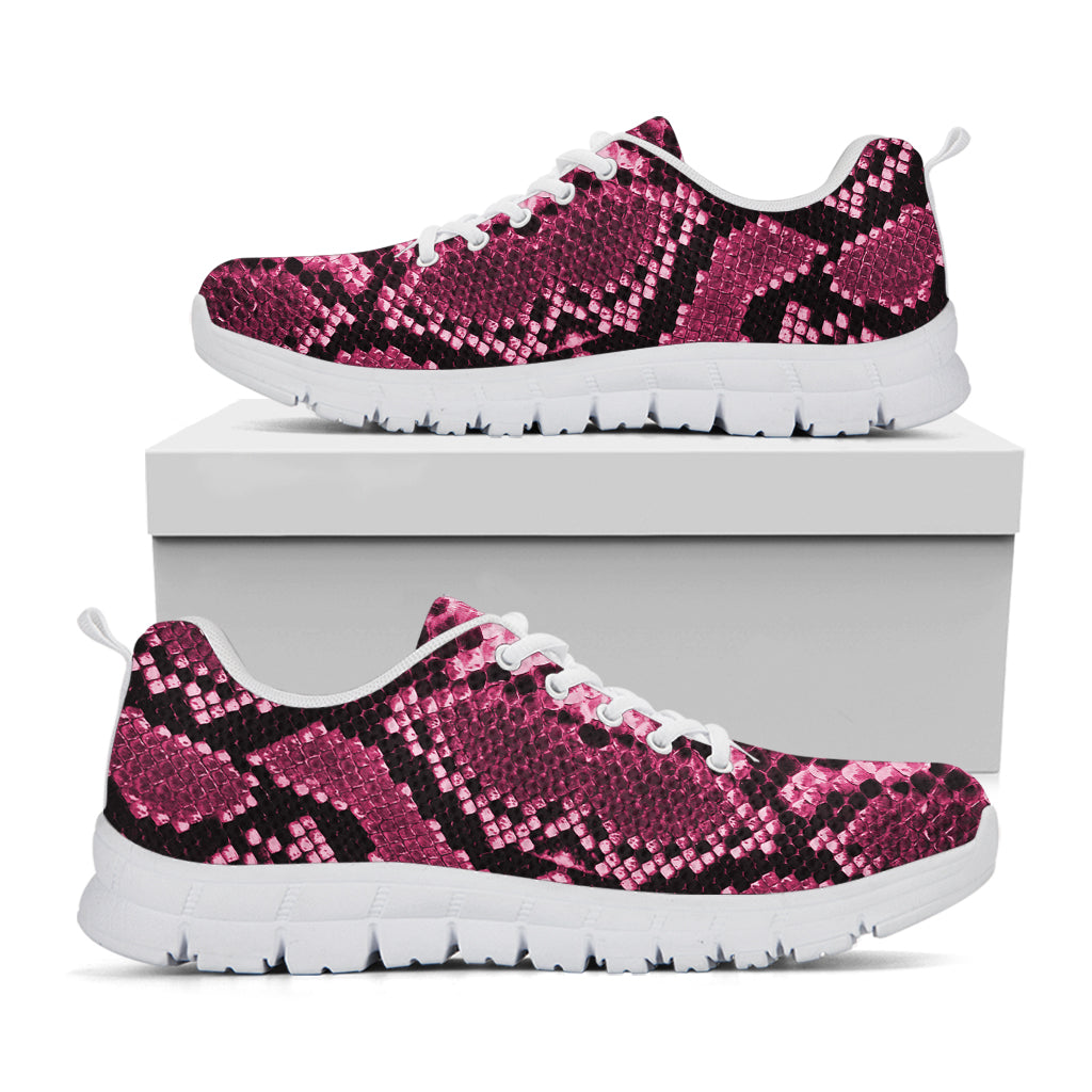 Pink Python Snakeskin Print White Sneakers