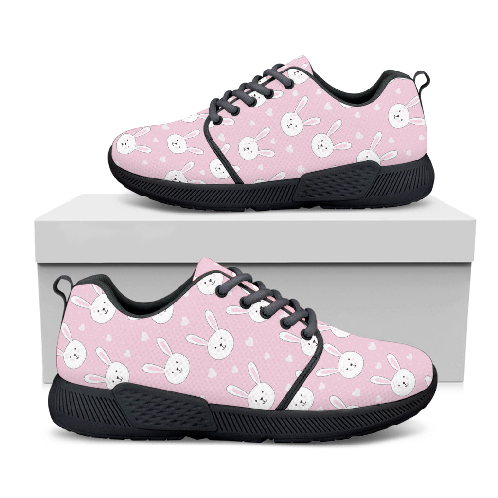 Pink Rabbit Pattern Print Black Athletic Shoes