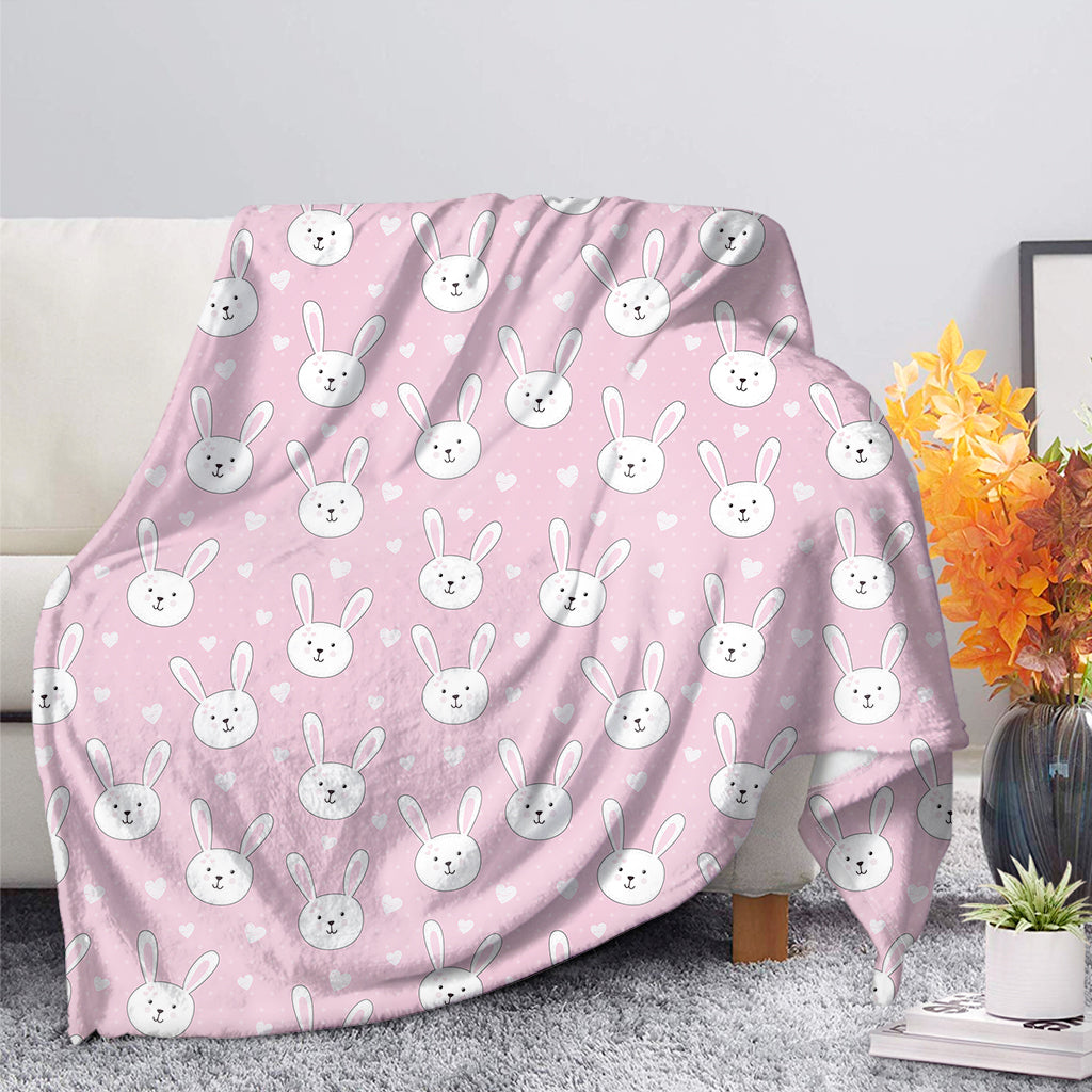 Pink Rabbit Pattern Print Blanket