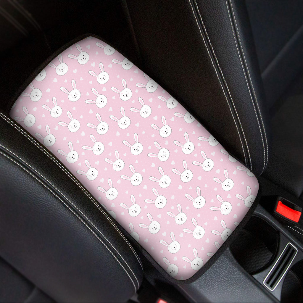 Pink Rabbit Pattern Print Car Center Console Cover