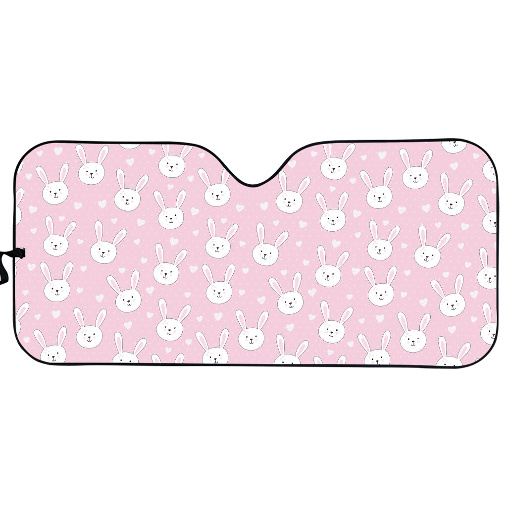 Pink Rabbit Pattern Print Car Sun Shade