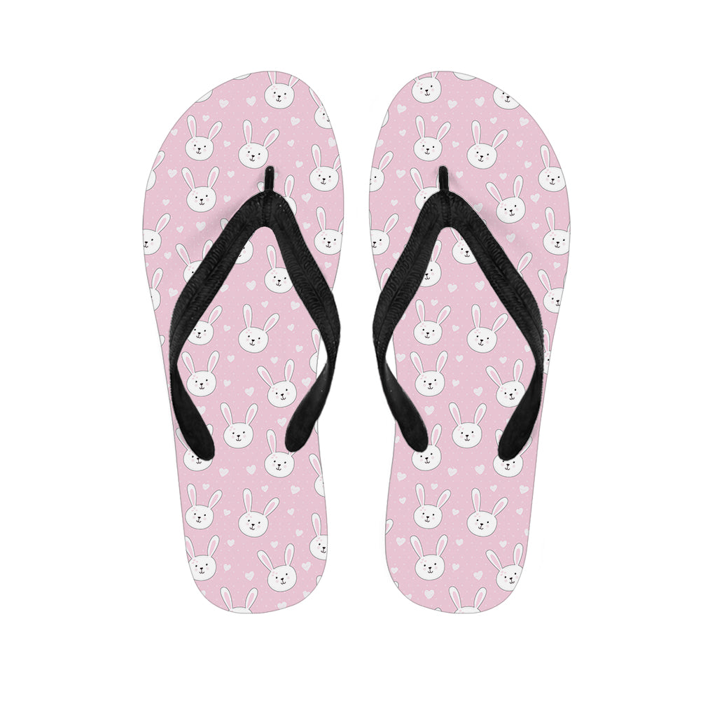 Pink Rabbit Pattern Print Flip Flops