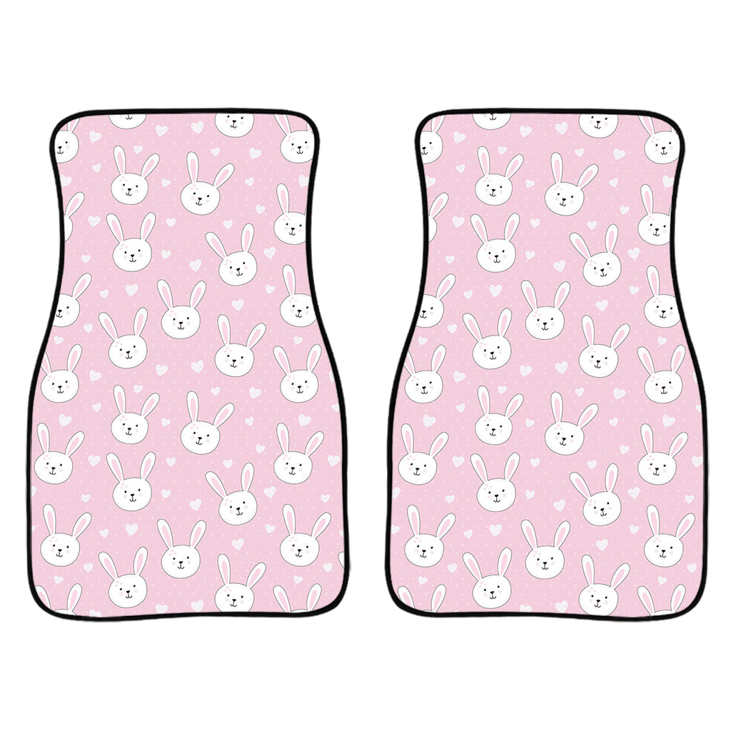 Pink Rabbit Pattern Print Front Car Floor Mats