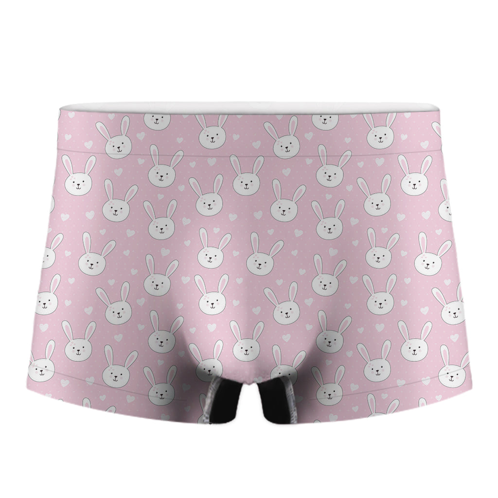 Pink Rabbit Pattern Print Men's Boxer Briefs