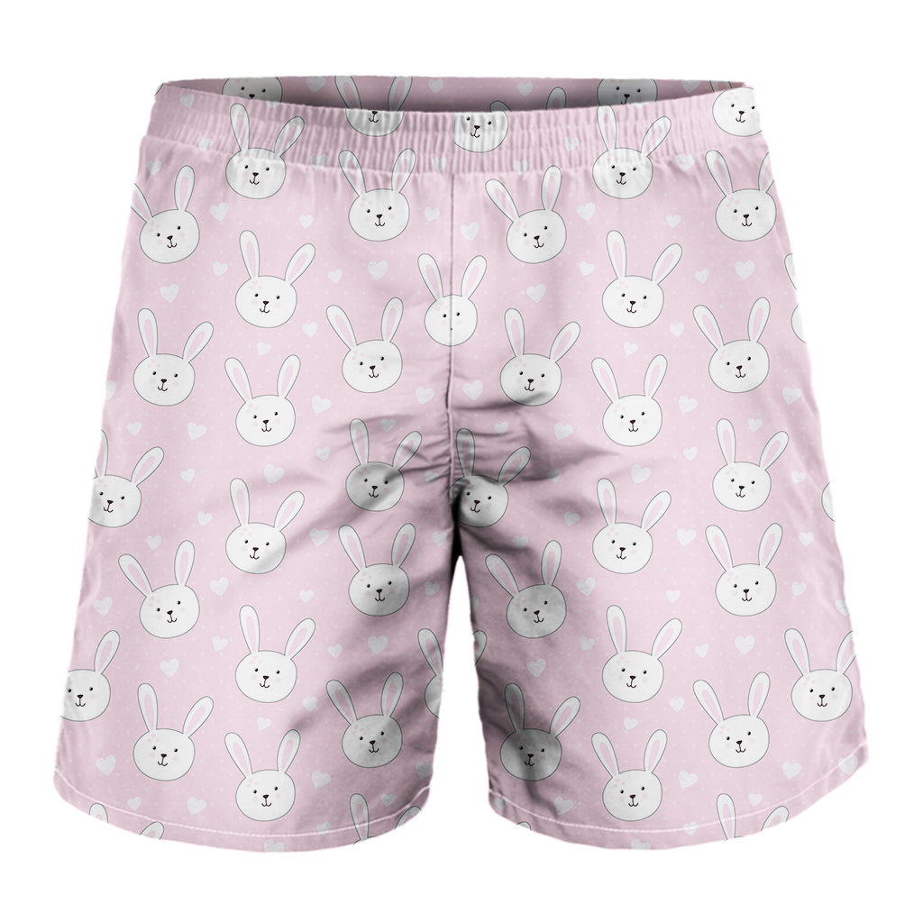 Pink Rabbit Pattern Print Men's Shorts