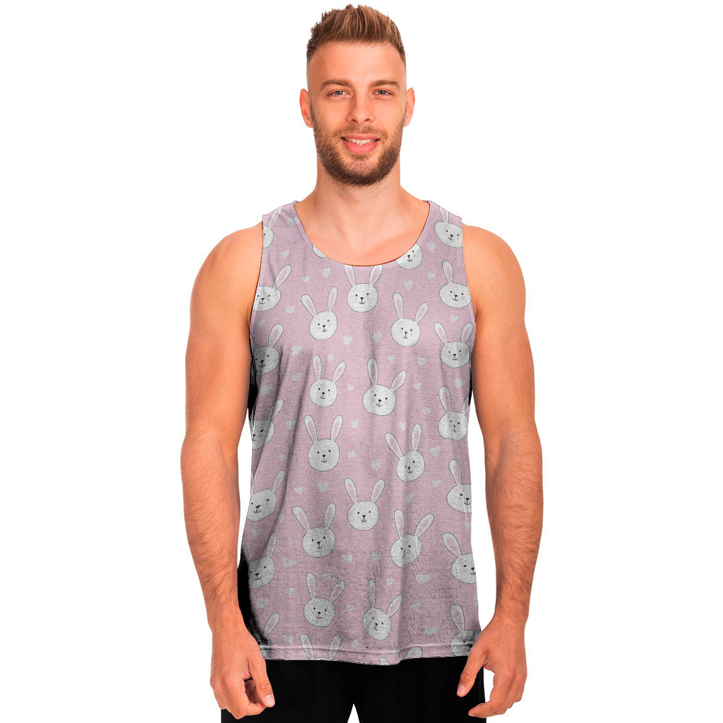 Pink Rabbit Pattern Print Men's Tank Top