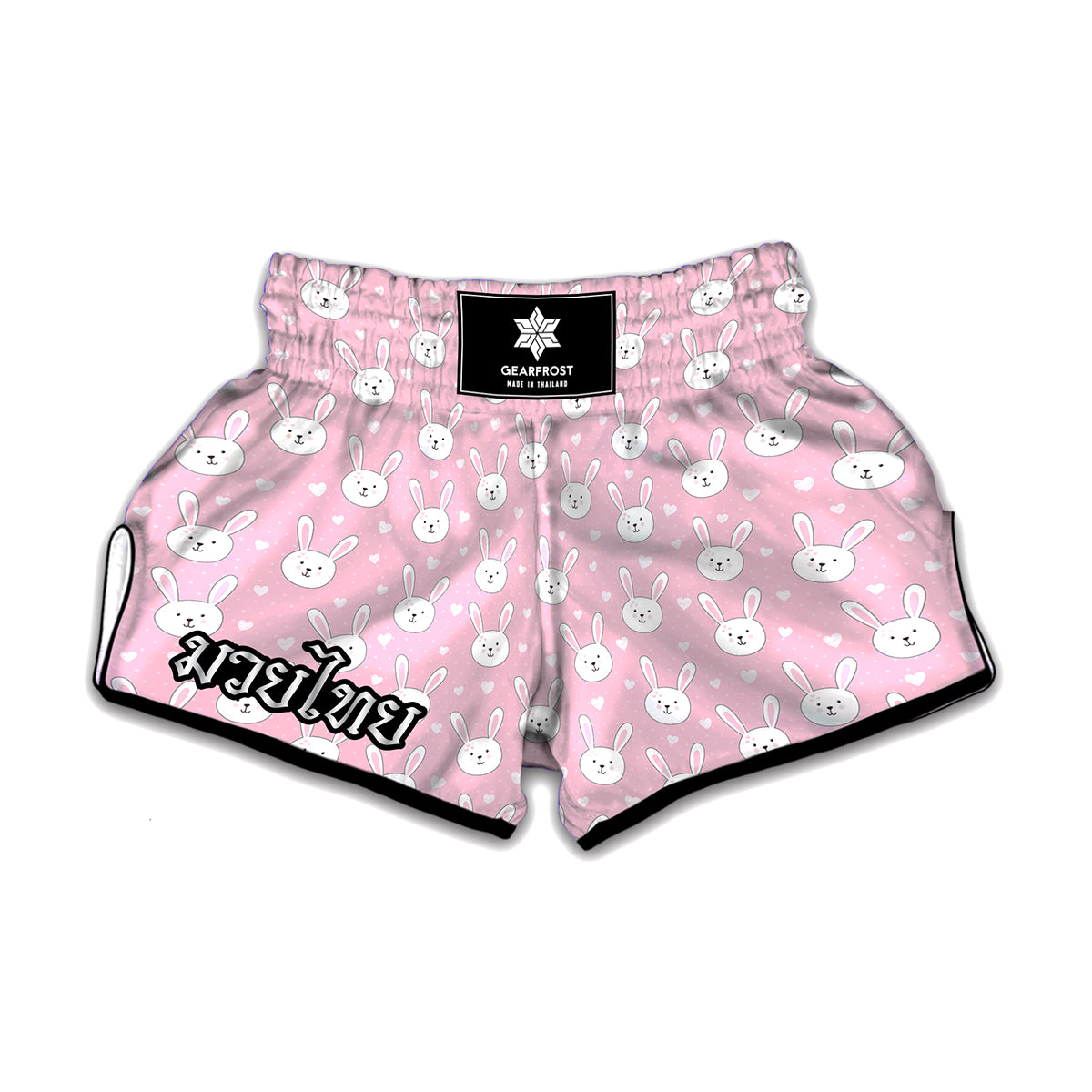 Pink Rabbit Pattern Print Muay Thai Boxing Shorts