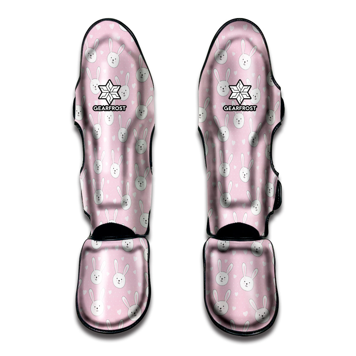 Pink Rabbit Pattern Print Muay Thai Shin Guards