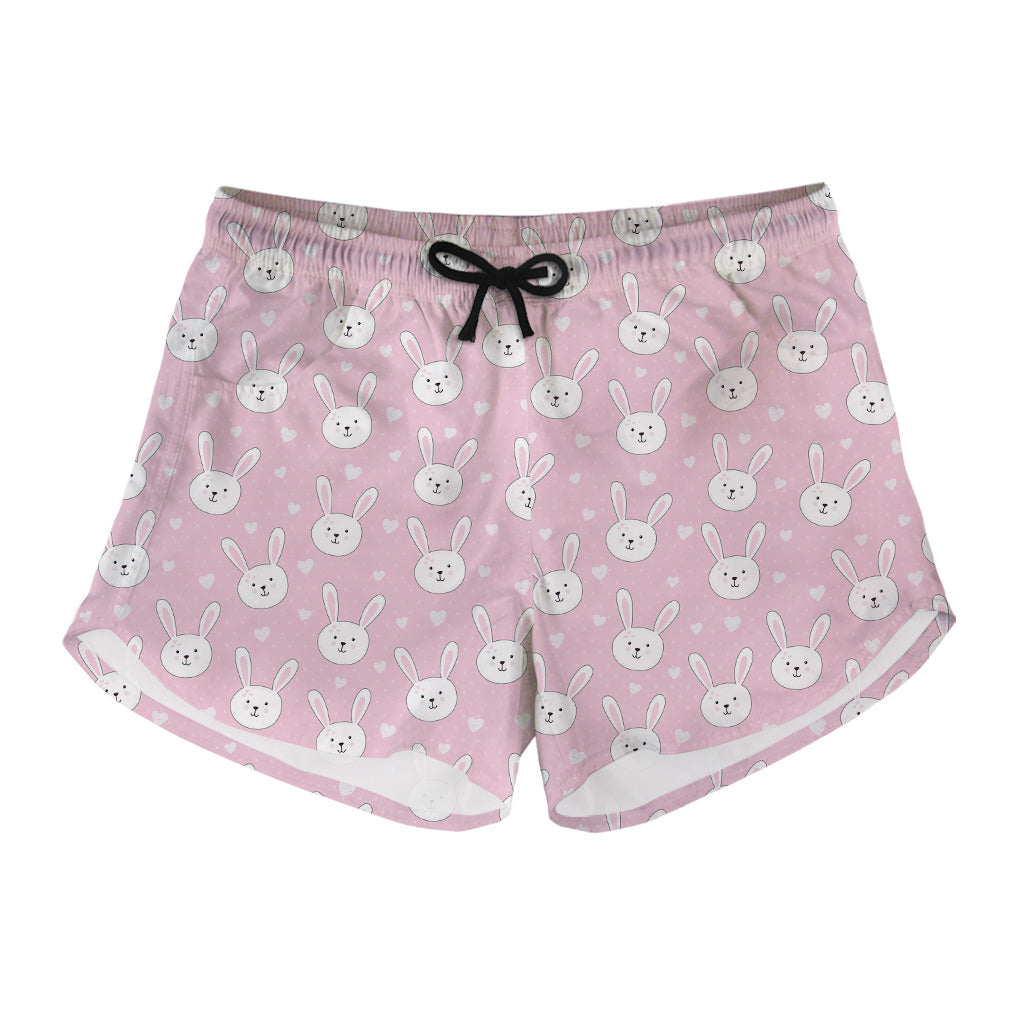 Pink Rabbit Pattern Print Women's Shorts