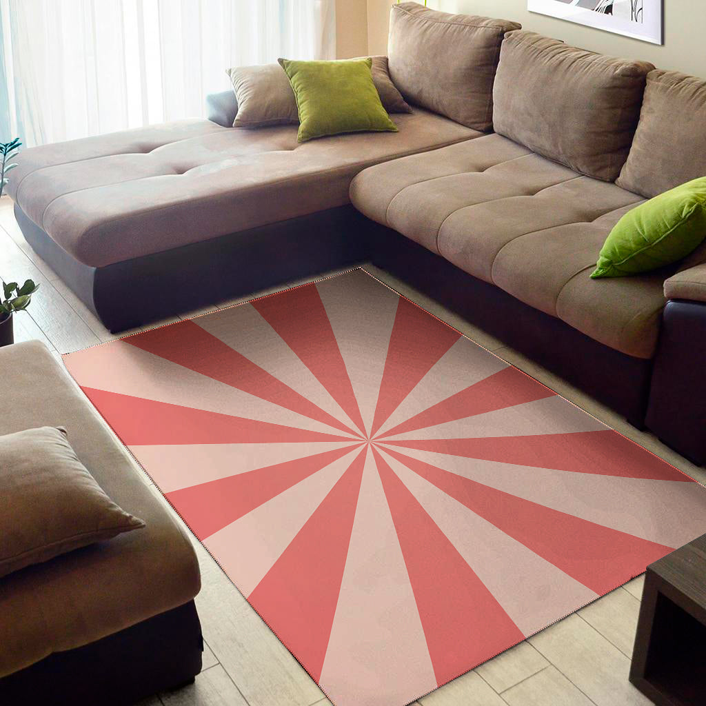 Pink Radial Rays Print Area Rug