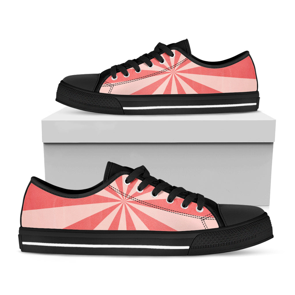 Pink Radial Rays Print Black Low Top Shoes