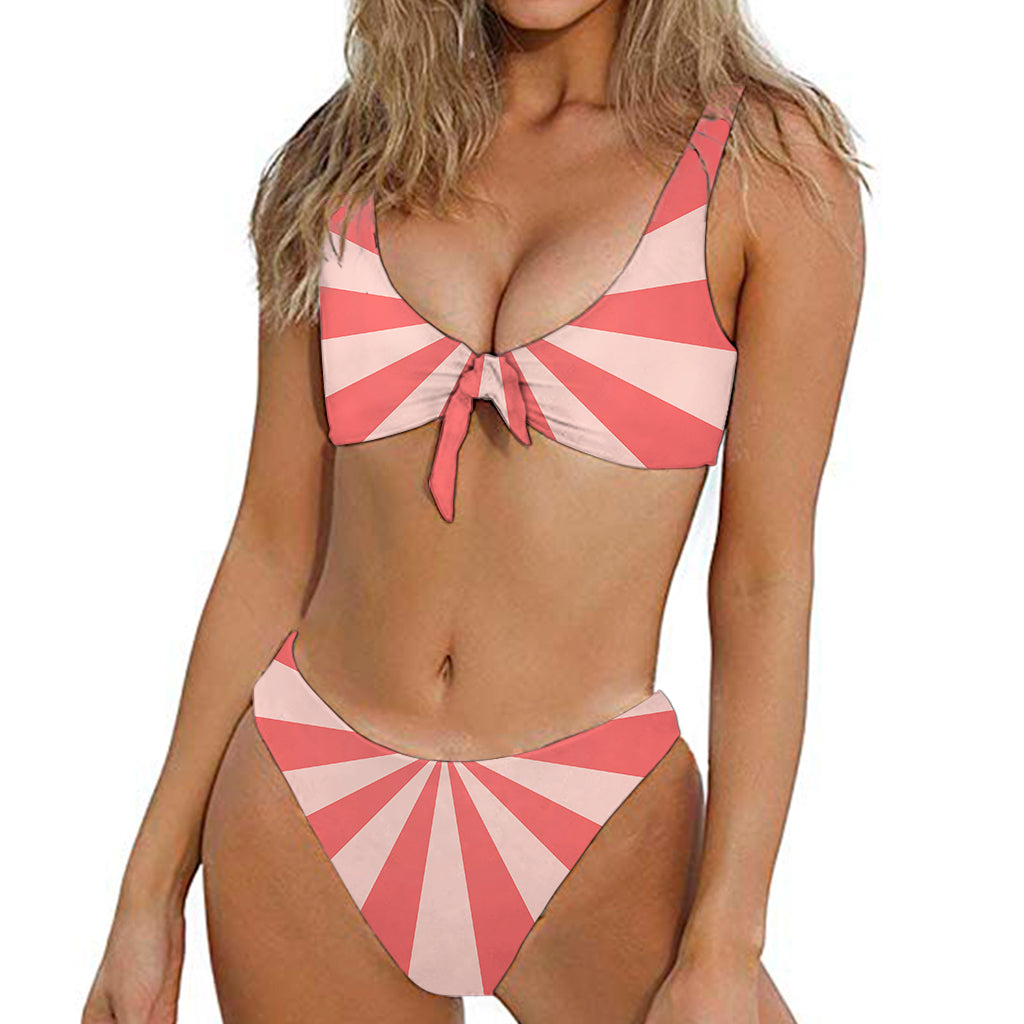 Pink Radial Rays Print Front Bow Tie Bikini