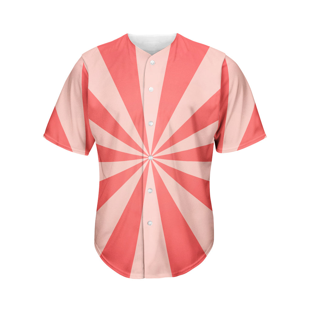 Pink Radial Rays Print Men's Baseball Jersey