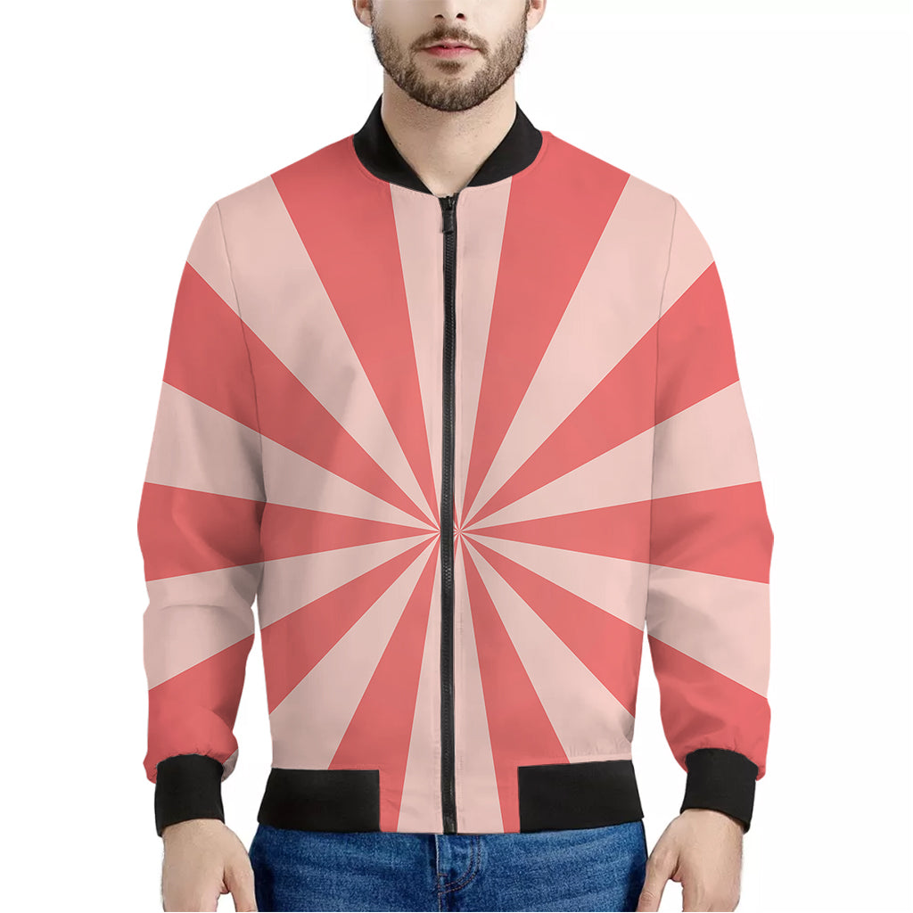 Pink Radial Rays Print Men's Bomber Jacket