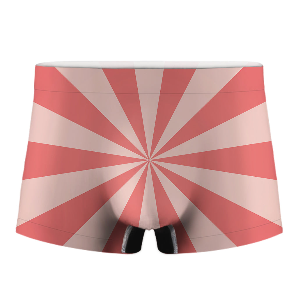 Pink Radial Rays Print Men's Boxer Briefs