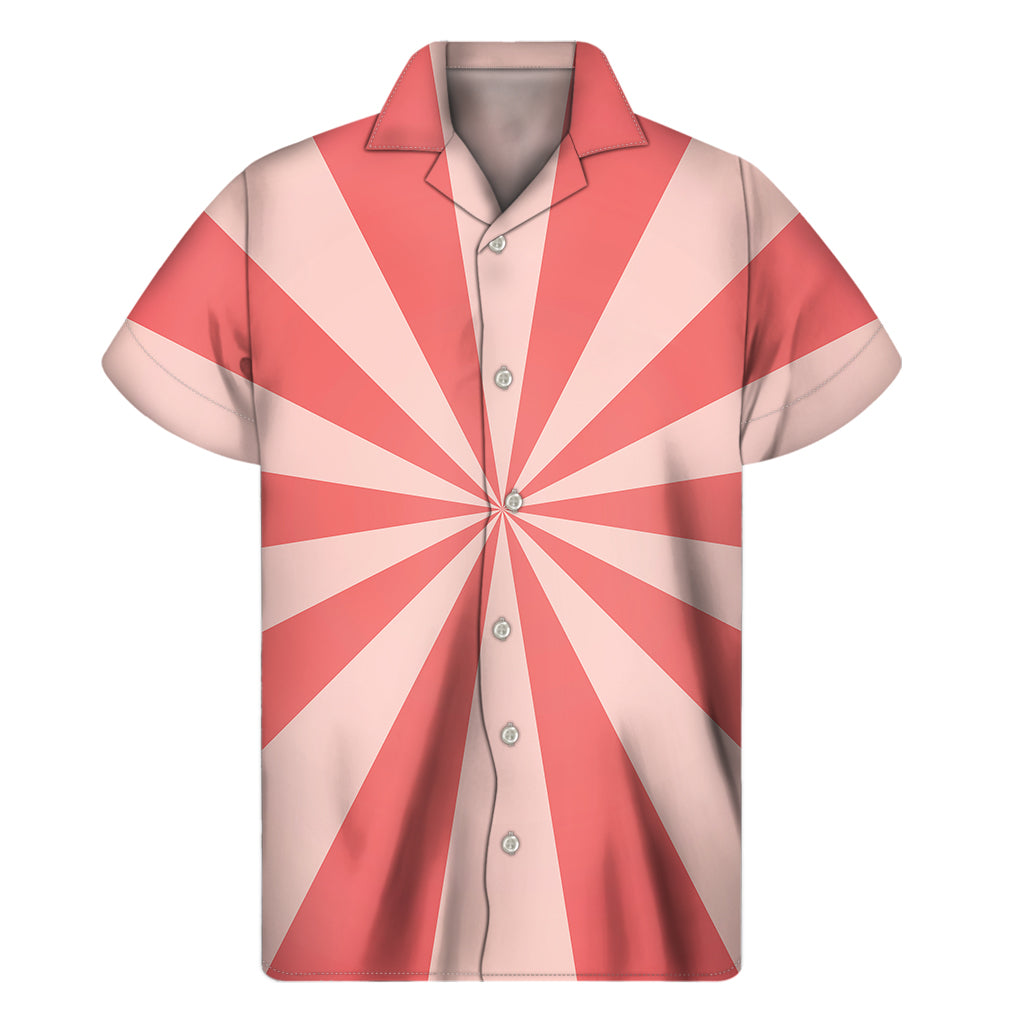 Pink Radial Rays Print Men's Short Sleeve Shirt