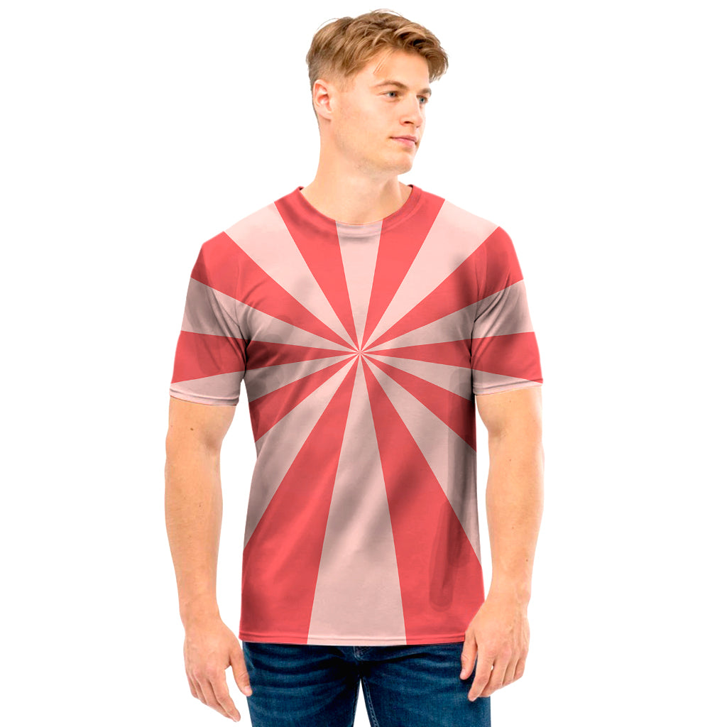 Pink Radial Rays Print Men's T-Shirt