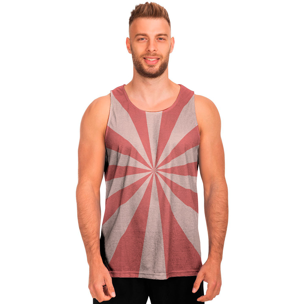 Pink Radial Rays Print Men's Tank Top