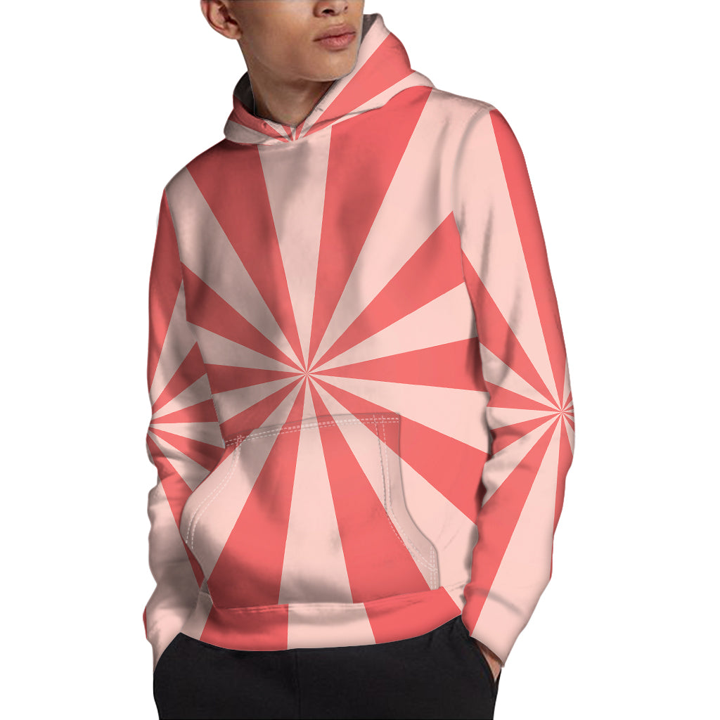 Pink Radial Rays Print Pullover Hoodie