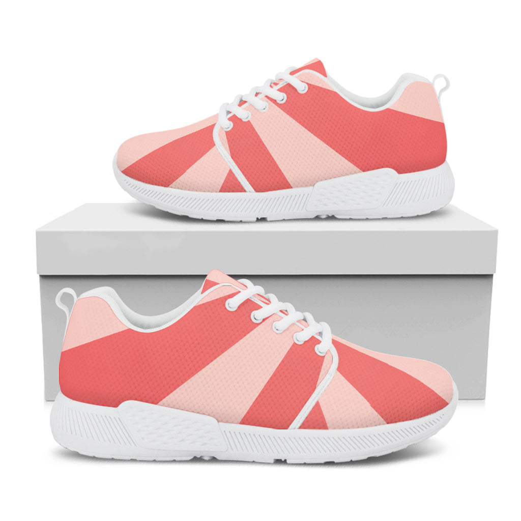 Pink Radial Rays Print White Athletic Shoes