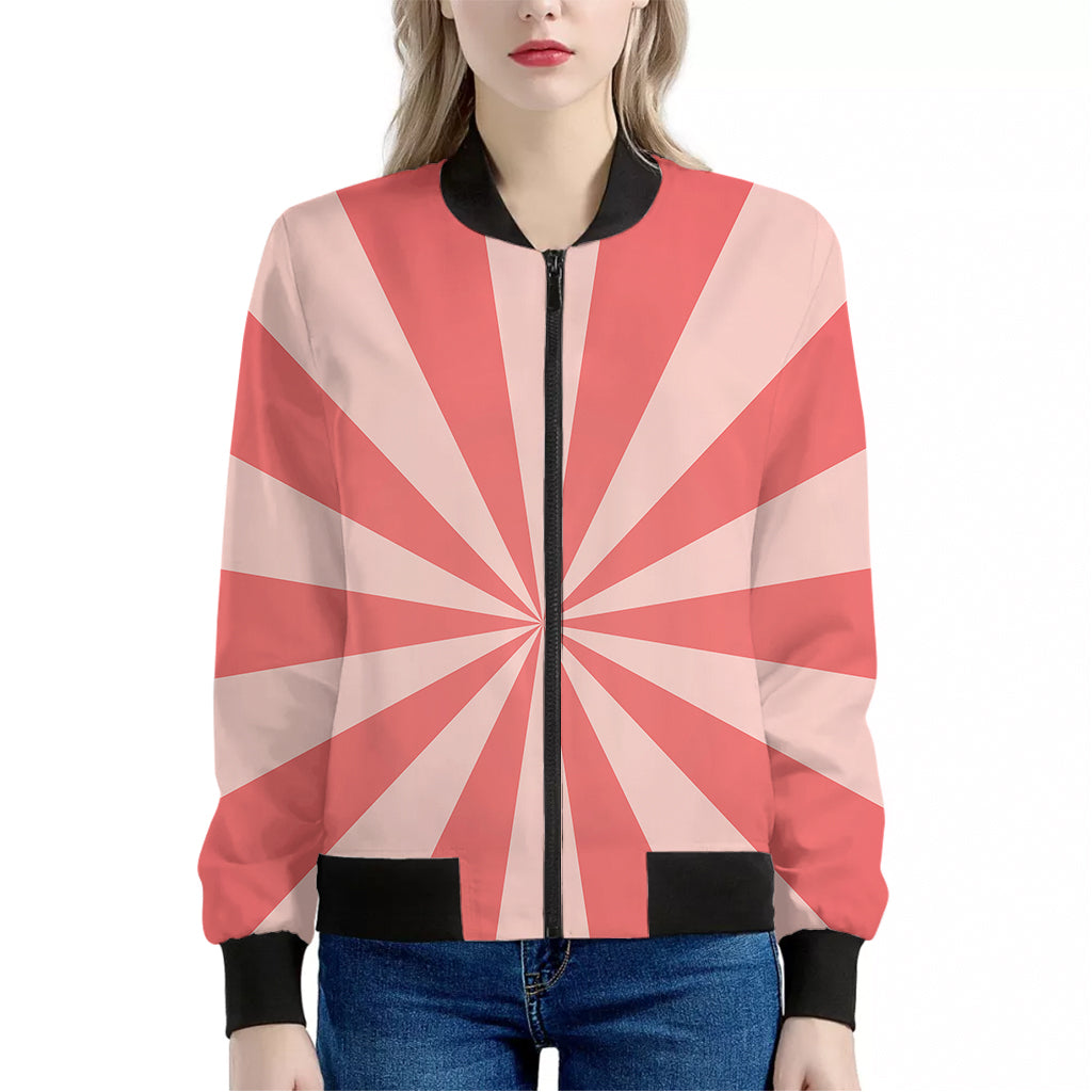 Pink Radial Rays Print Women's Bomber Jacket