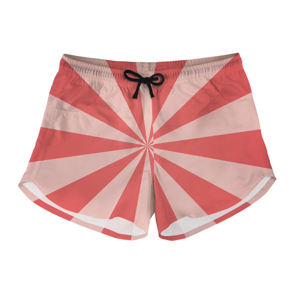 Pink Radial Rays Print Women's Shorts