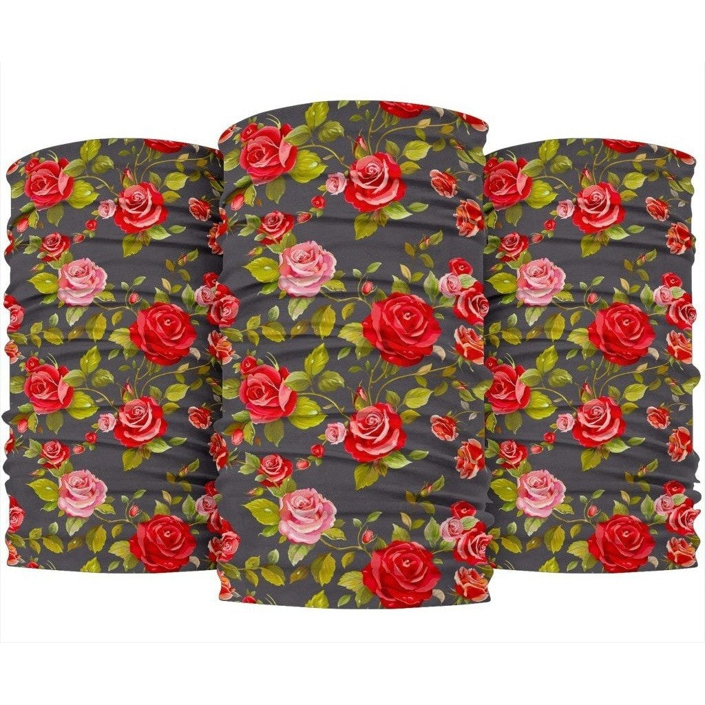 Pink Red Rose Floral Pattern Print 3-Pack Bandanas