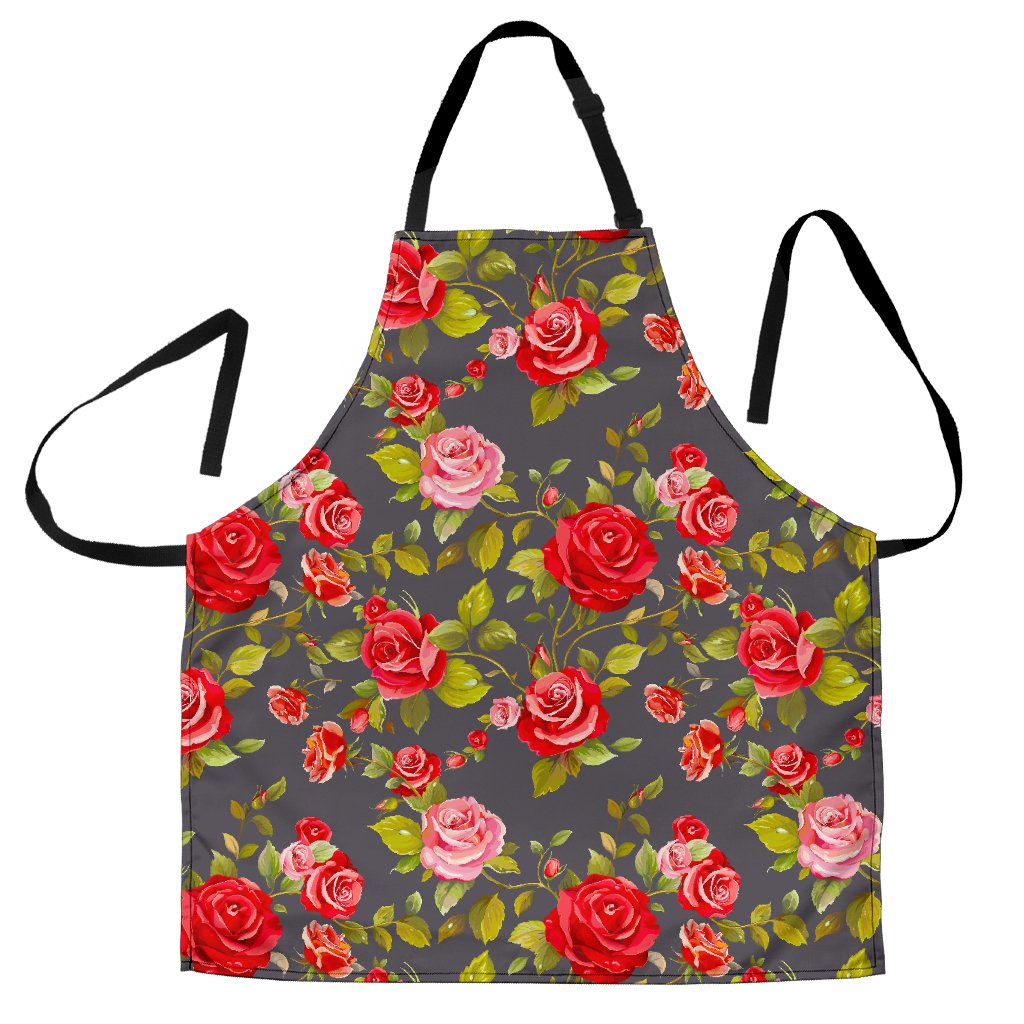 Pink Red Rose Floral Pattern Print Men's Apron