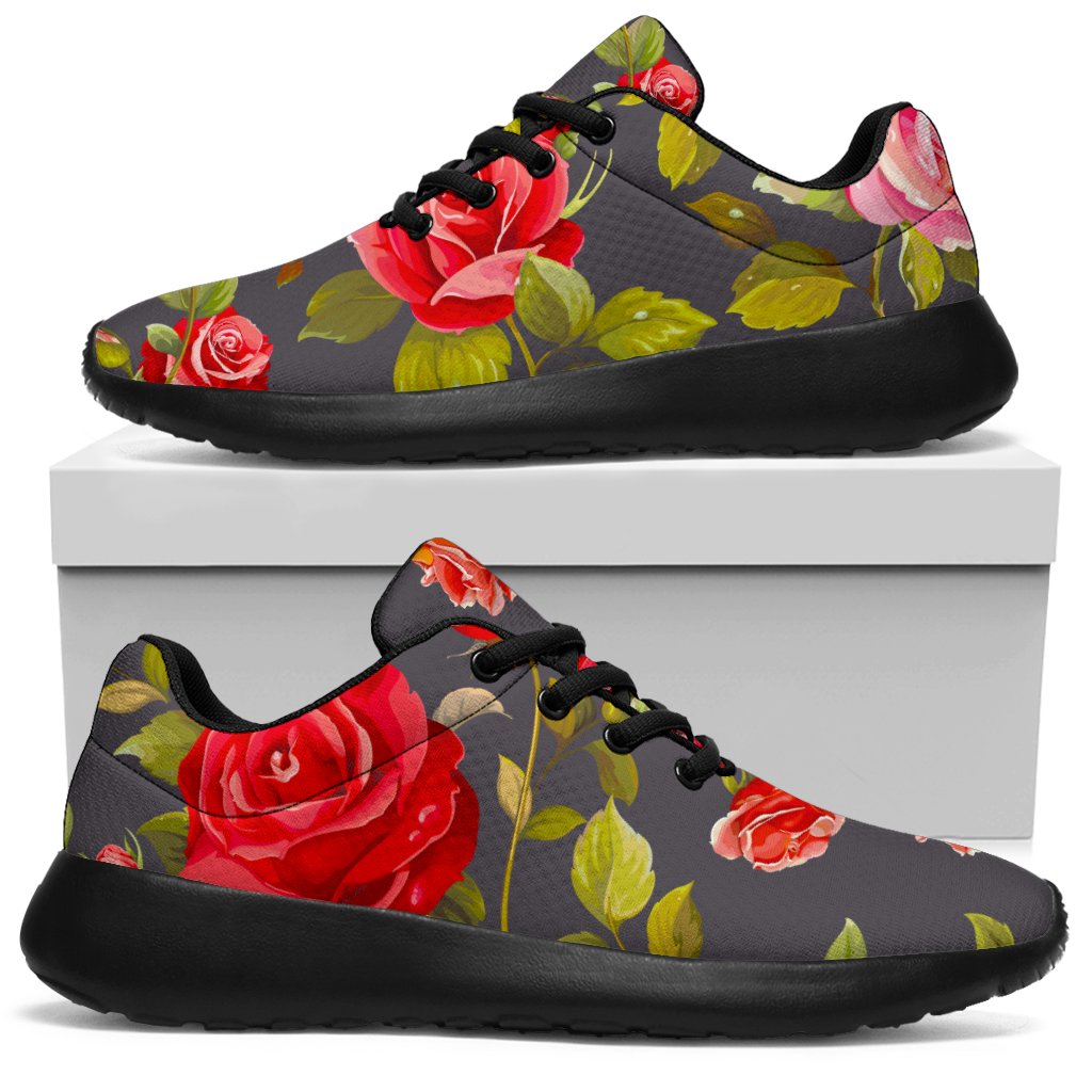 Pink Red Rose Floral Pattern Print Sport Sneakers