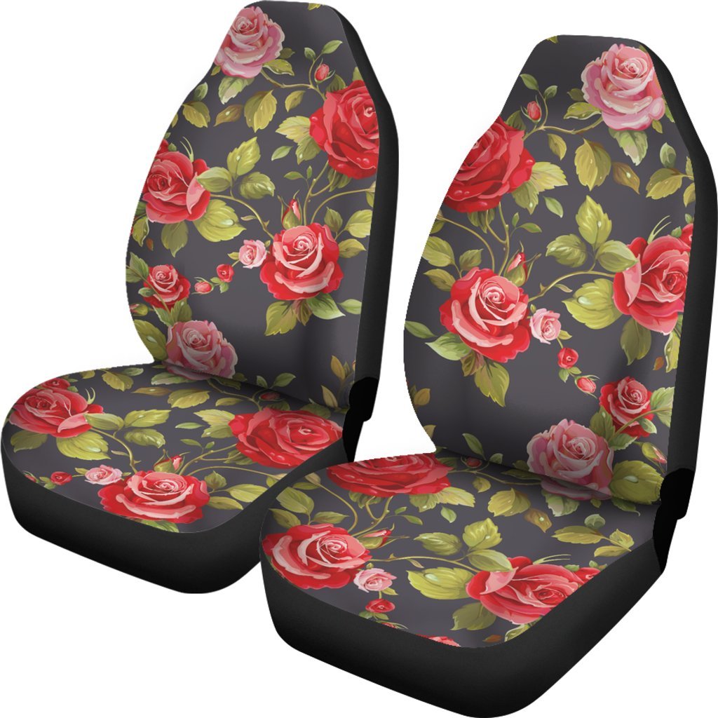 Pink Red Rose Floral Pattern Print Universal Fit Car Seat Covers