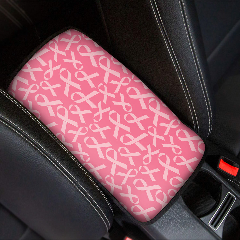 Pink Ribbon Breast Cancer Pattern Print Car Center Console Cover