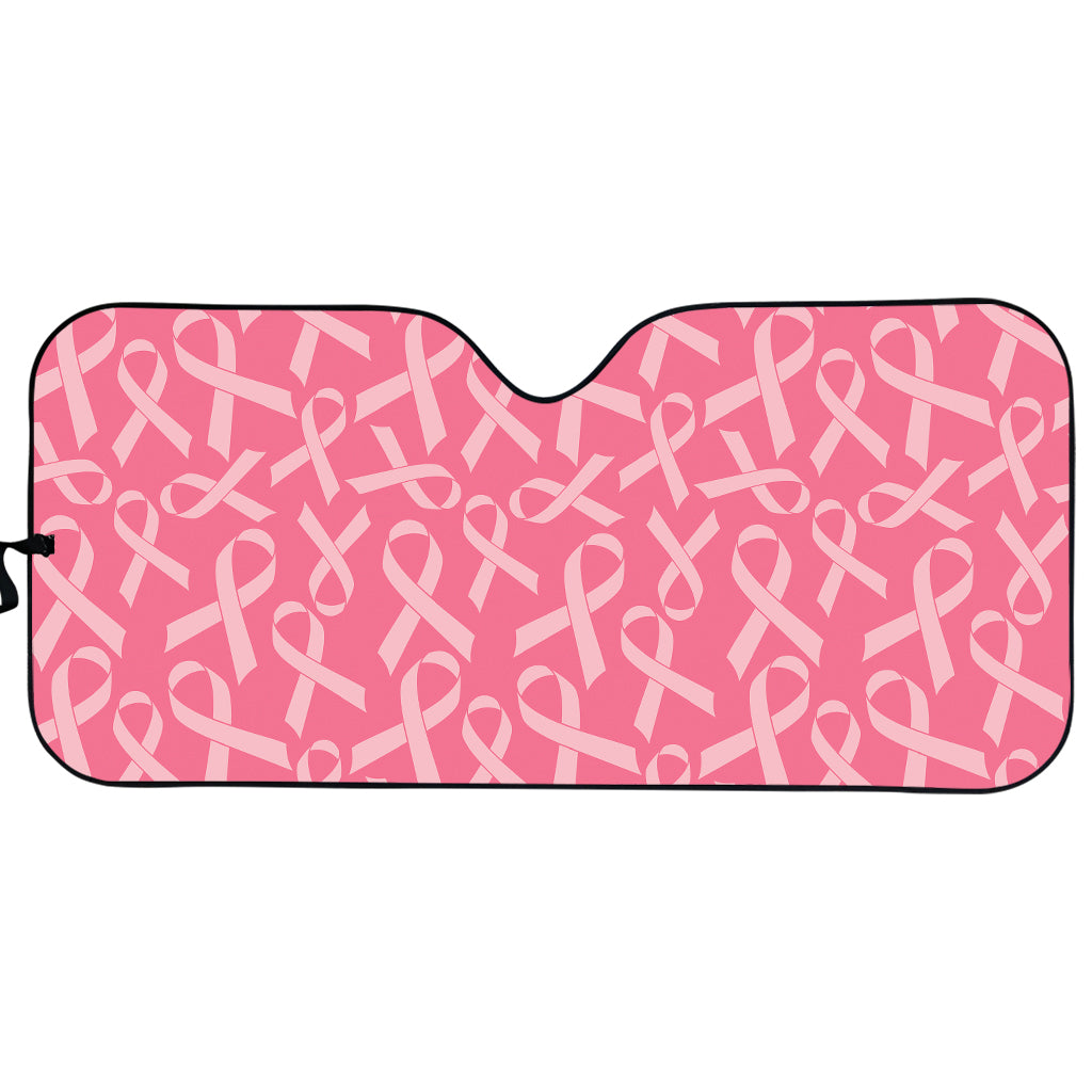 Pink Ribbon Breast Cancer Pattern Print Car Sun Shade