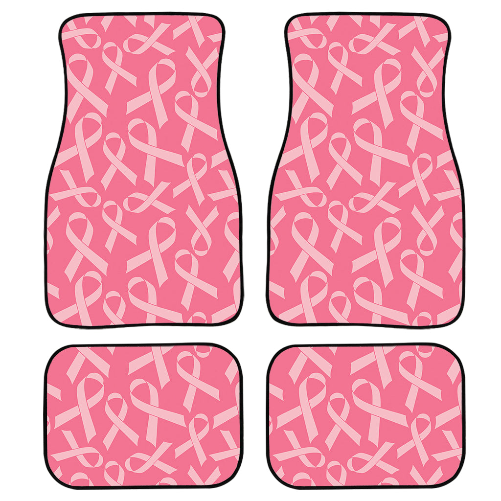 Pink Ribbon Breast Cancer Pattern Print Front and Back Car Floor Mats