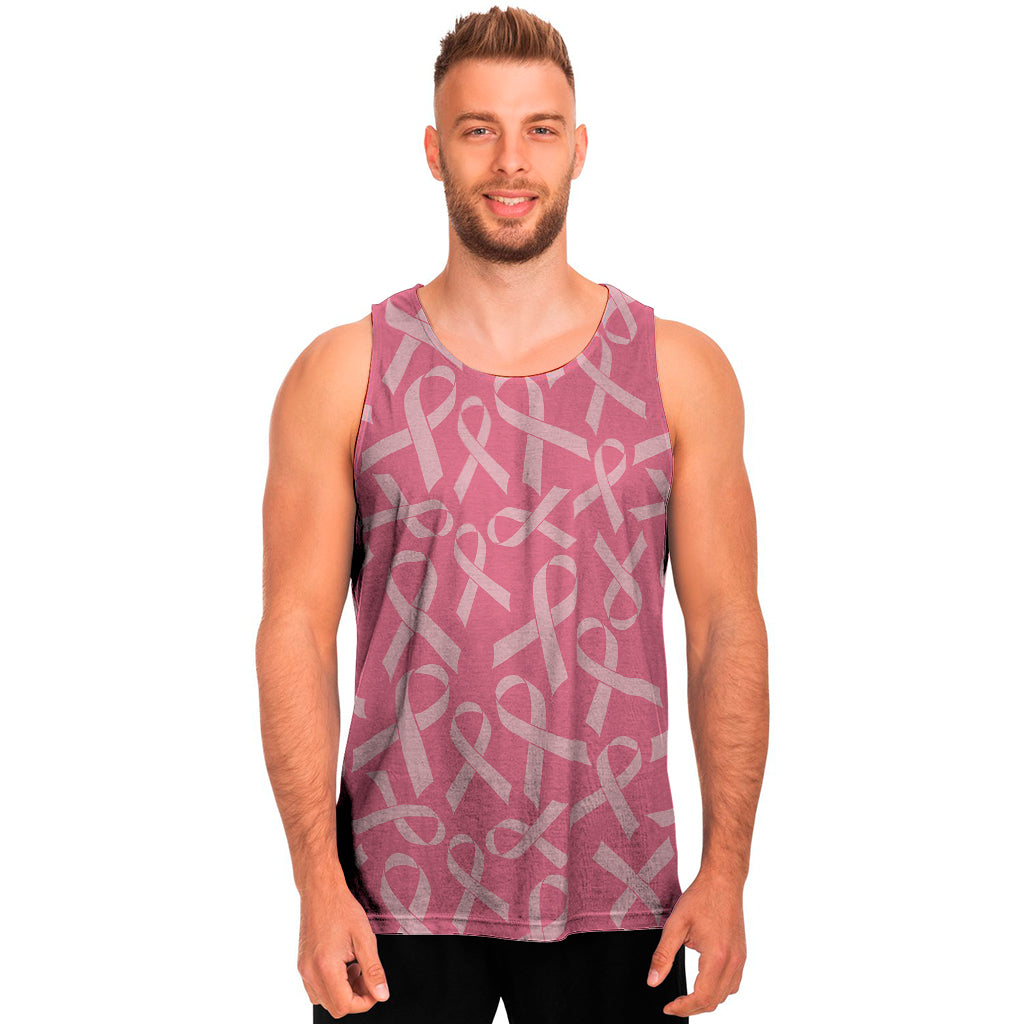 Pink Ribbon Breast Cancer Pattern Print Men's Tank Top