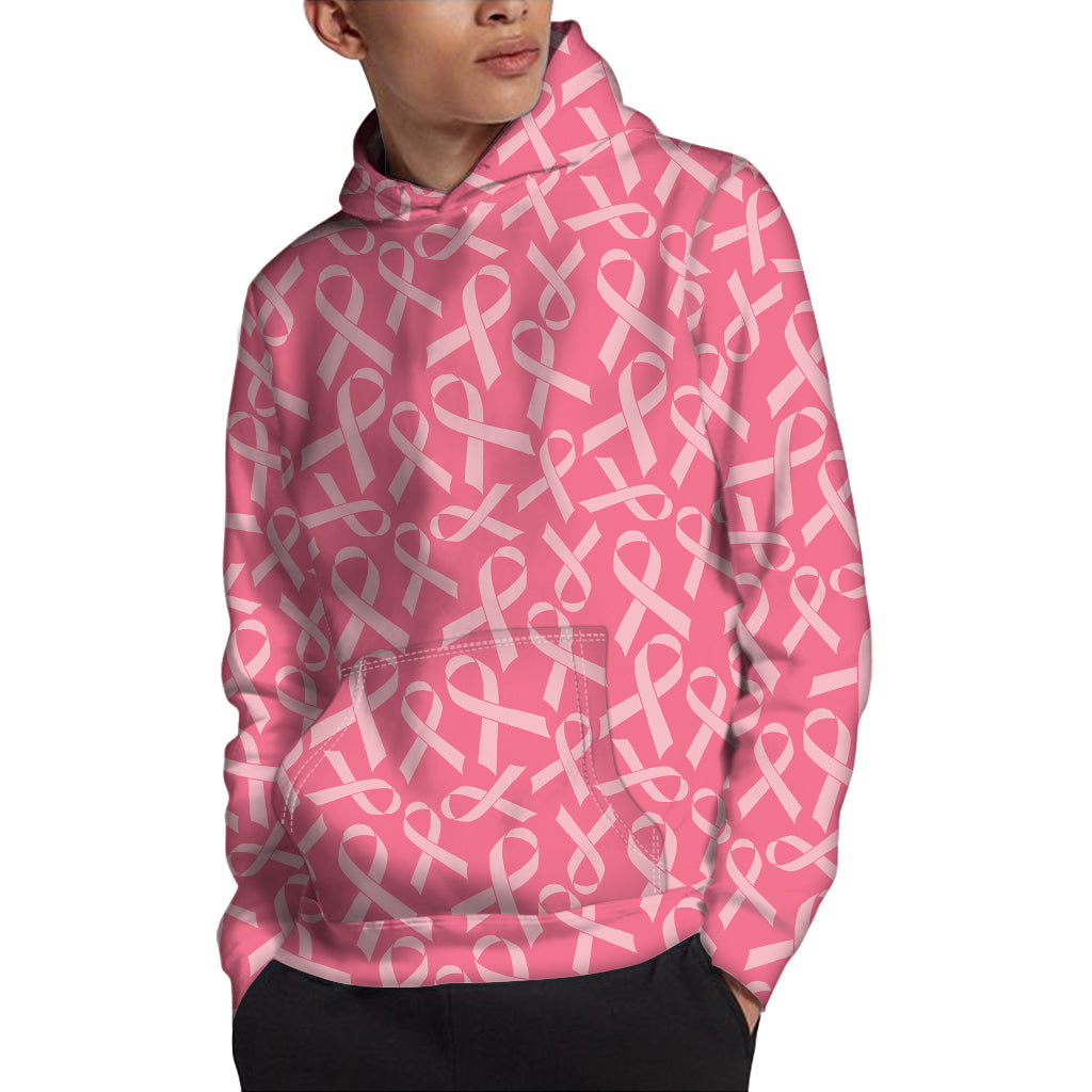 Pink Ribbon Breast Cancer Pattern Print Pullover Hoodie