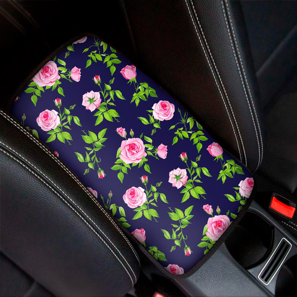 Pink Rose Floral Flower Pattern Print Car Center Console Cover