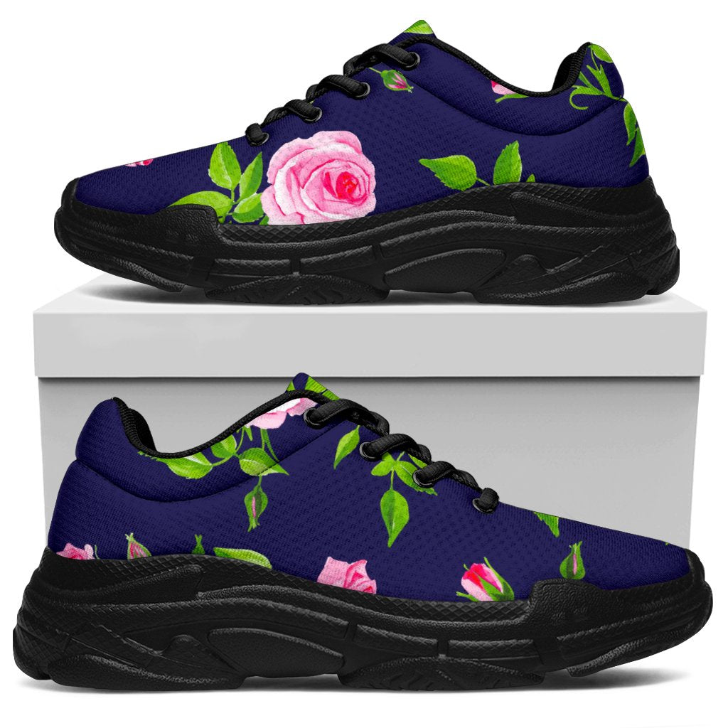 Pink Rose Floral Flower Pattern Print Chunky Sneakers