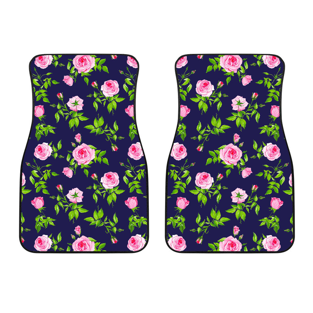 Pink Rose Floral Flower Pattern Print Front Car Floor Mats