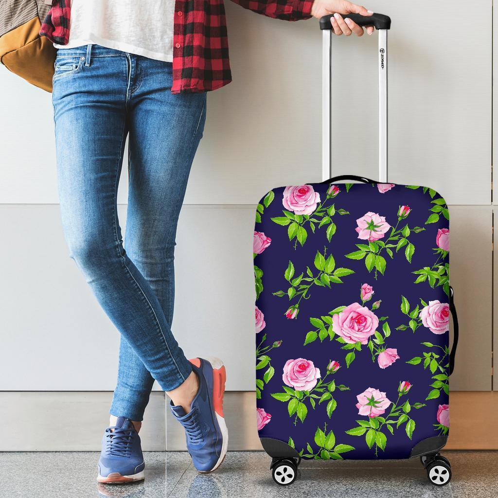 Pink Rose Floral Flower Pattern Print Luggage Cover