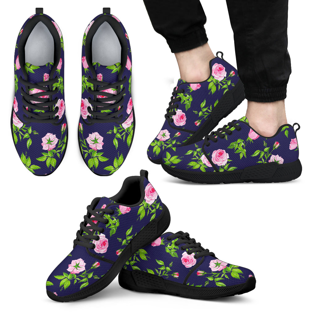 Pink Rose Floral Flower Pattern Print Men's Athletic Shoes