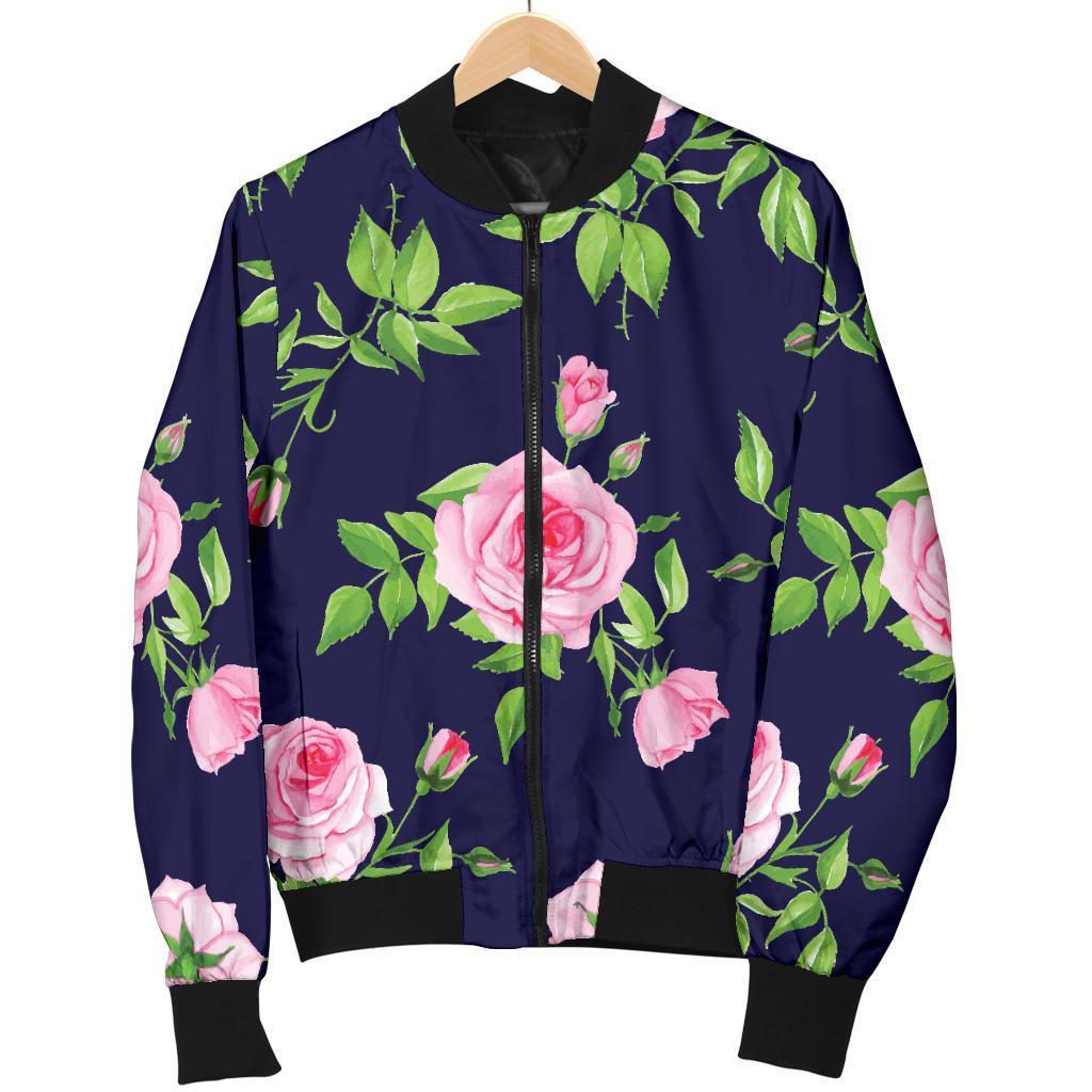 Pink Rose Floral Flower Pattern Print Men's Bomber Jacket