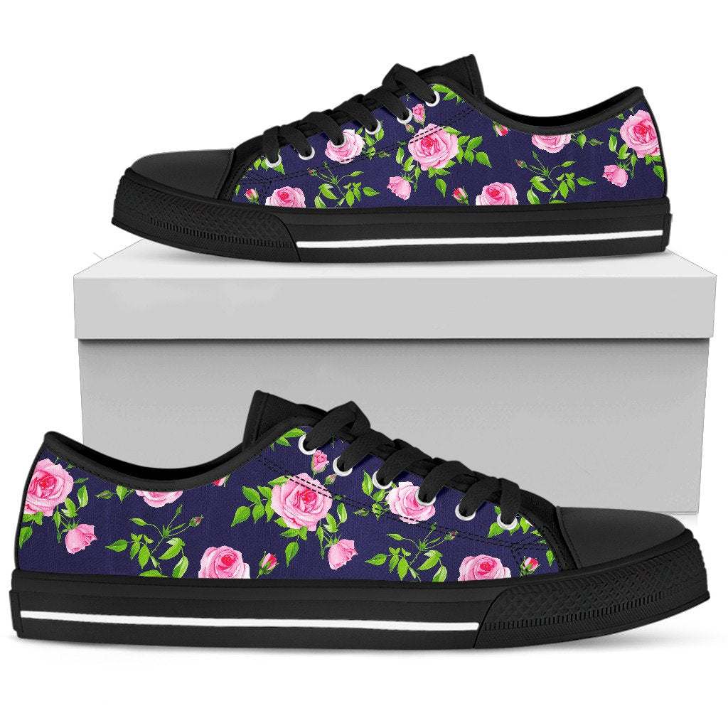 Pink Rose Floral Flower Pattern Print Men's Low Top Shoes