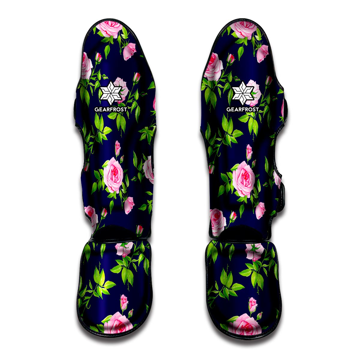 Pink Rose Floral Flower Pattern Print Muay Thai Shin Guards