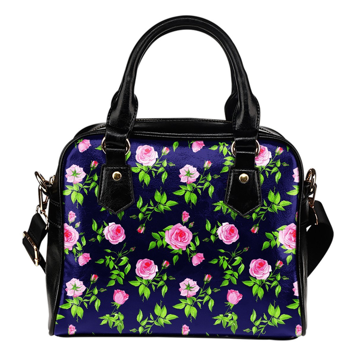 Pink Rose Floral Flower Pattern Print Shoulder Handbag