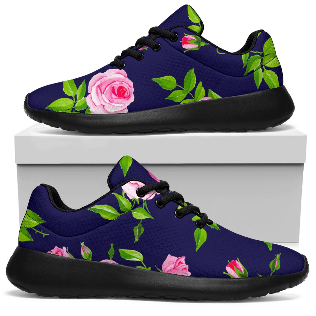 Pink Rose Floral Flower Pattern Print Sport Sneakers