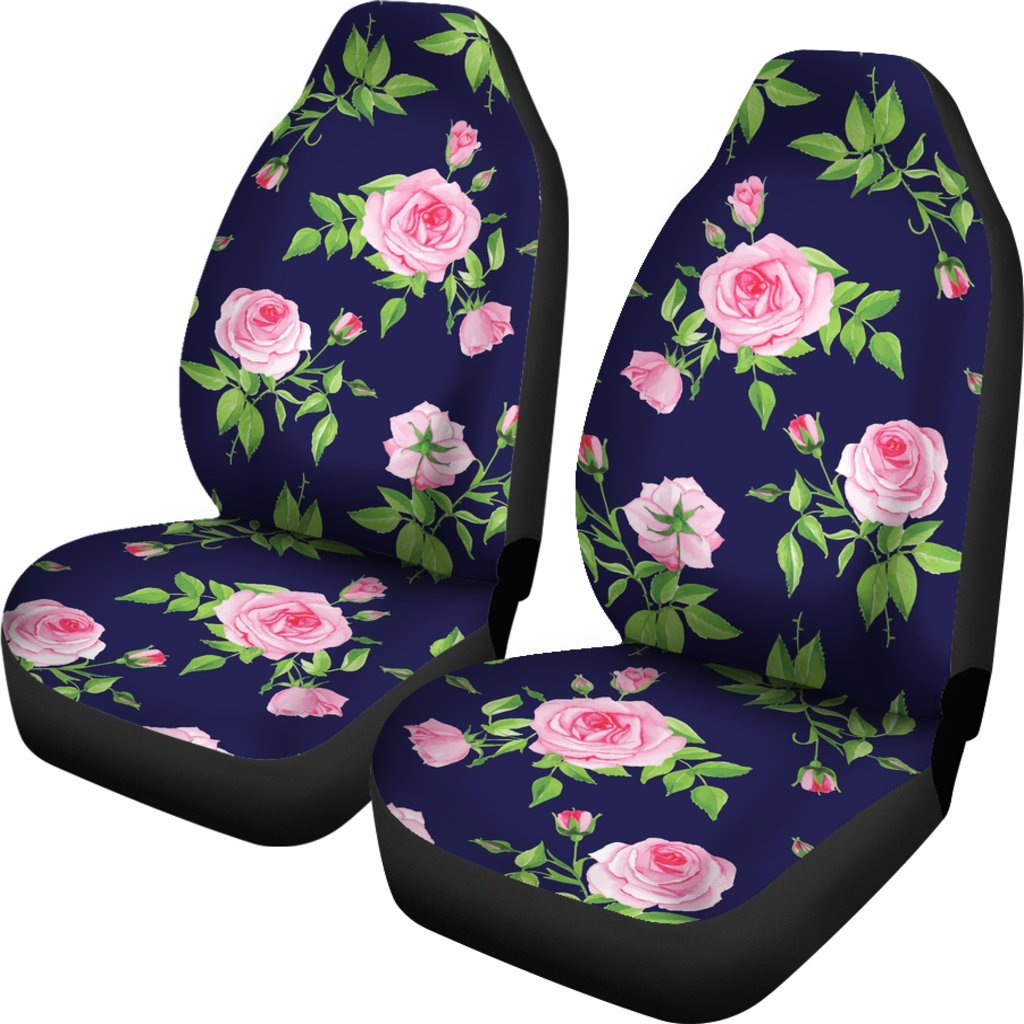 Pink Rose Floral Flower Pattern Print Universal Fit Car Seat Covers