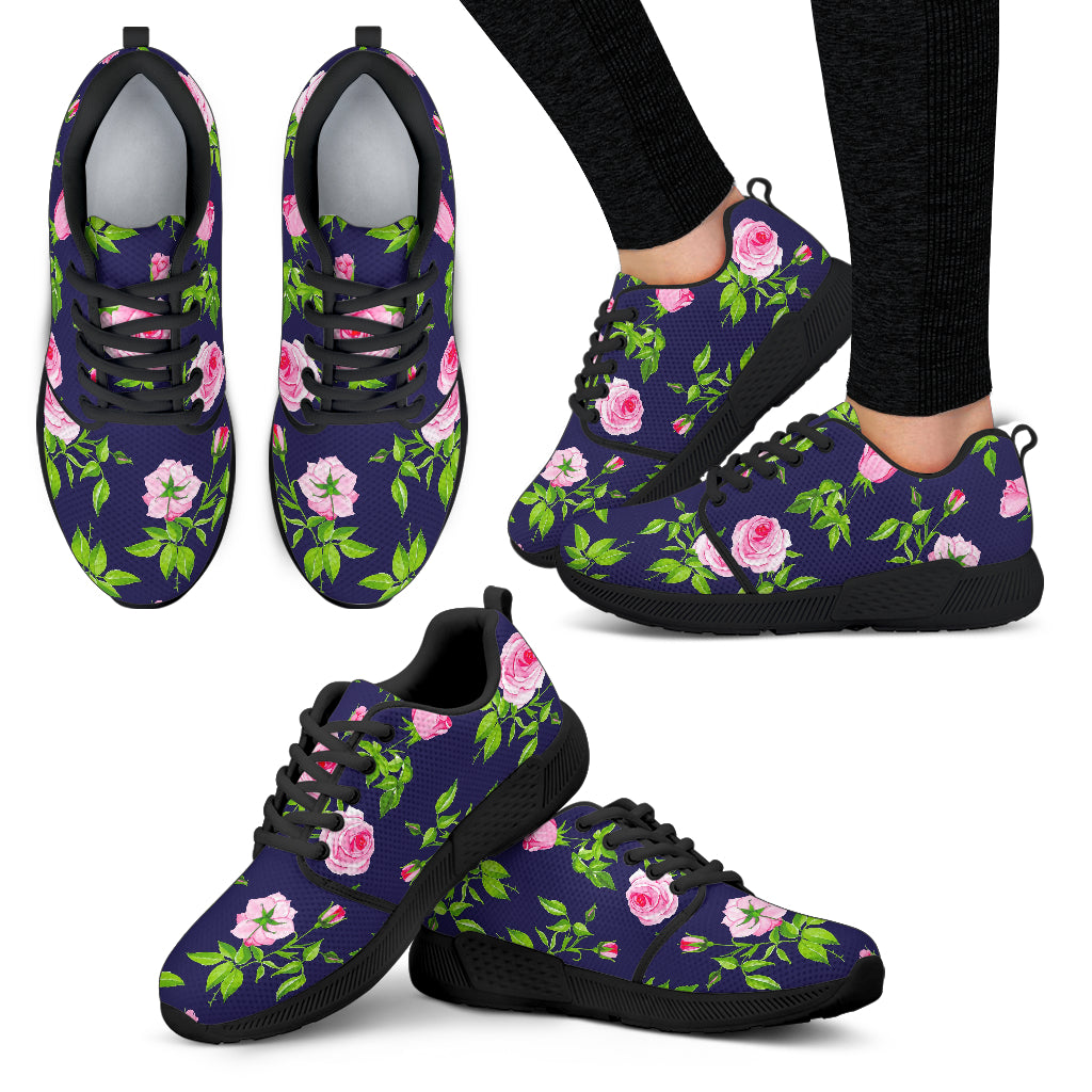 Pink Rose Floral Flower Pattern Print Women's Athletic Shoes