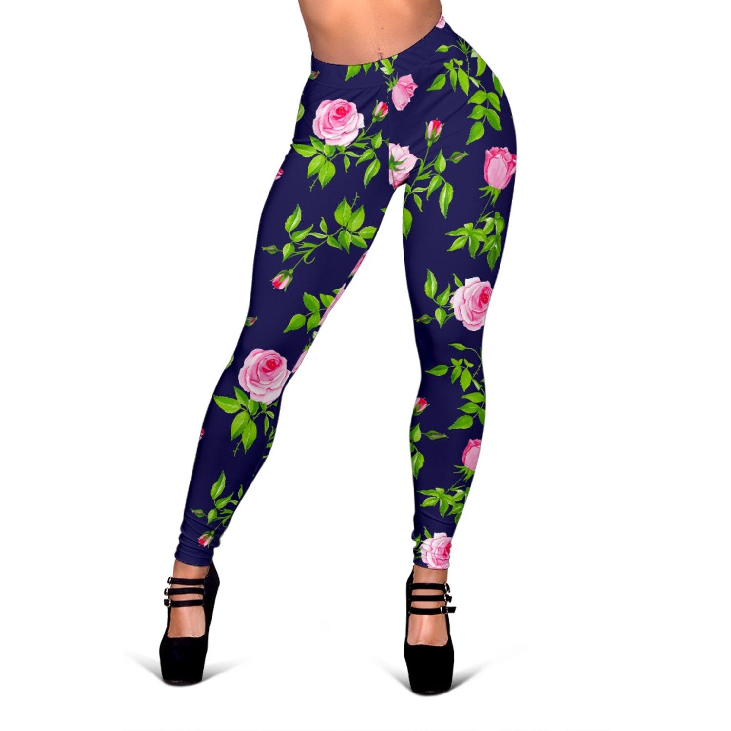 Pink Rose Floral Flower Pattern Print Women's Leggings