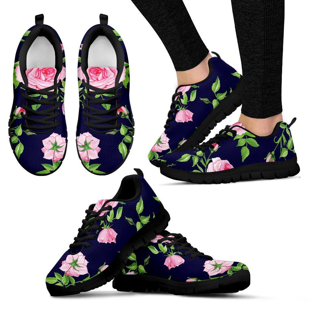 Pink Rose Floral Flower Pattern Print Women's Sneakers